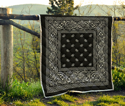 Black And White Paisley Bandana Print Quilt
