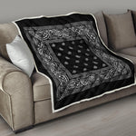 Black And White Paisley Bandana Print Quilt