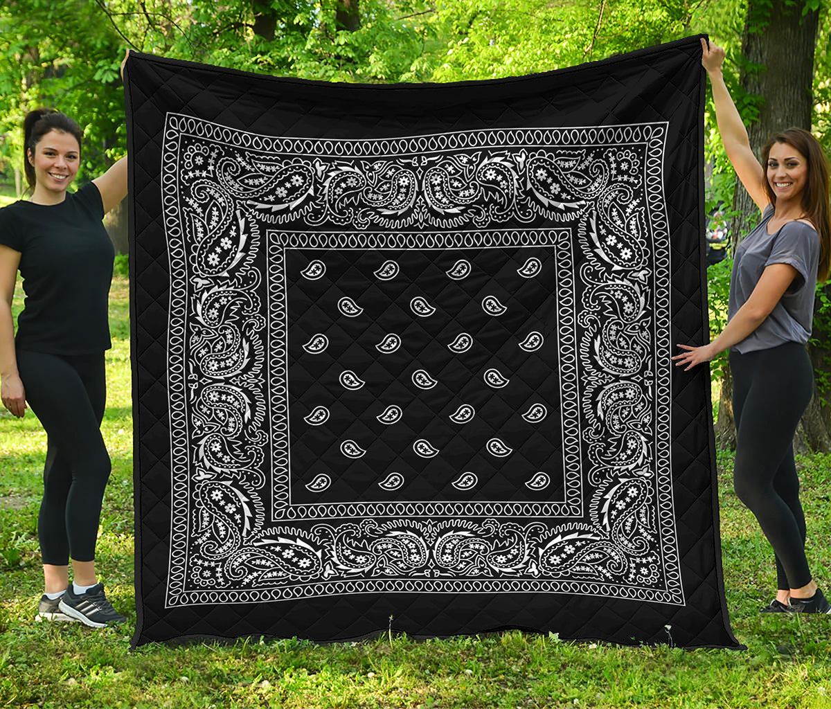 Black And White Paisley Bandana Print Quilt