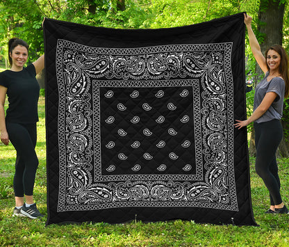 Black And White Paisley Bandana Print Quilt