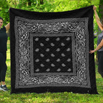 Black And White Paisley Bandana Print Quilt