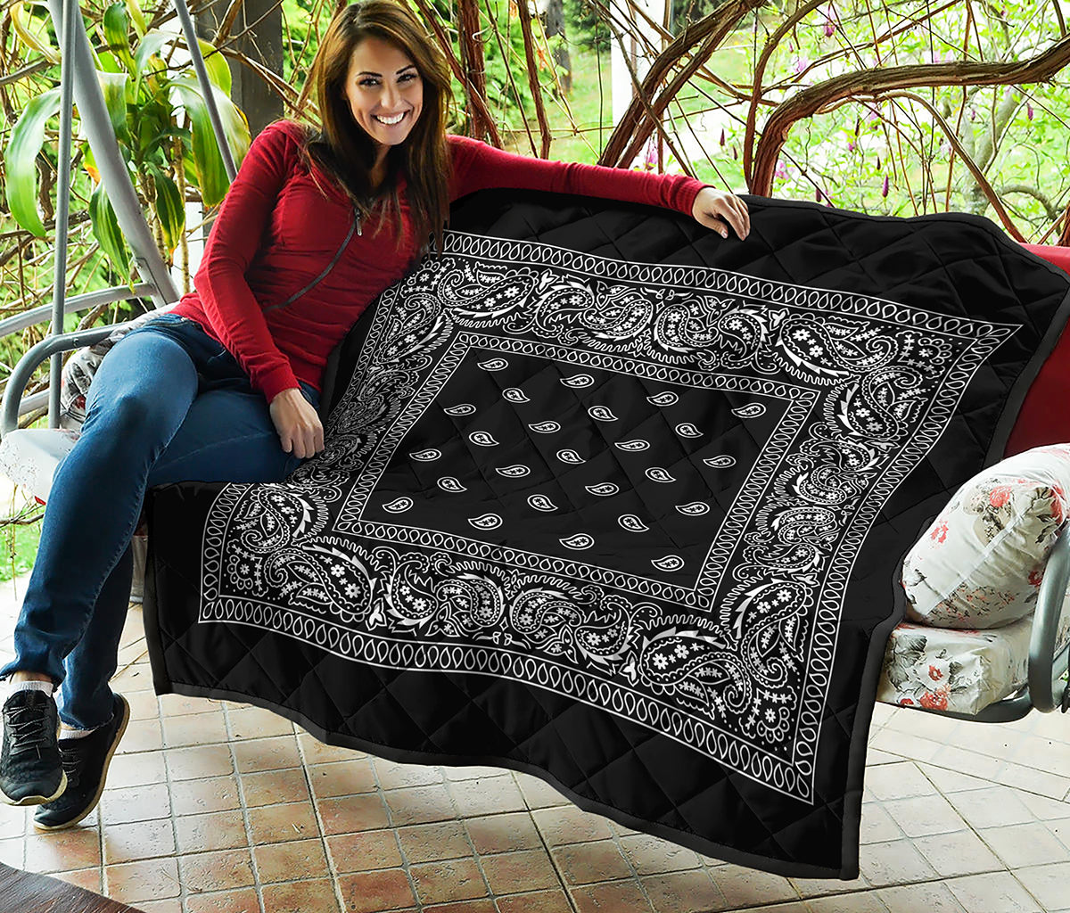 Black And White Paisley Bandana Print Quilt
