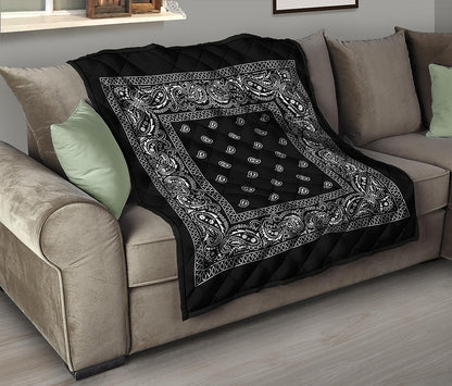 Black And White Paisley Bandana Print Quilt