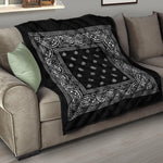 Black And White Paisley Bandana Print Quilt