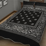 Black And White Paisley Bandana Print Quilt Bed Set