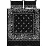 Black And White Paisley Bandana Print Quilt Bed Set