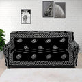 Black And White Paisley Bandana Print Sofa Cover