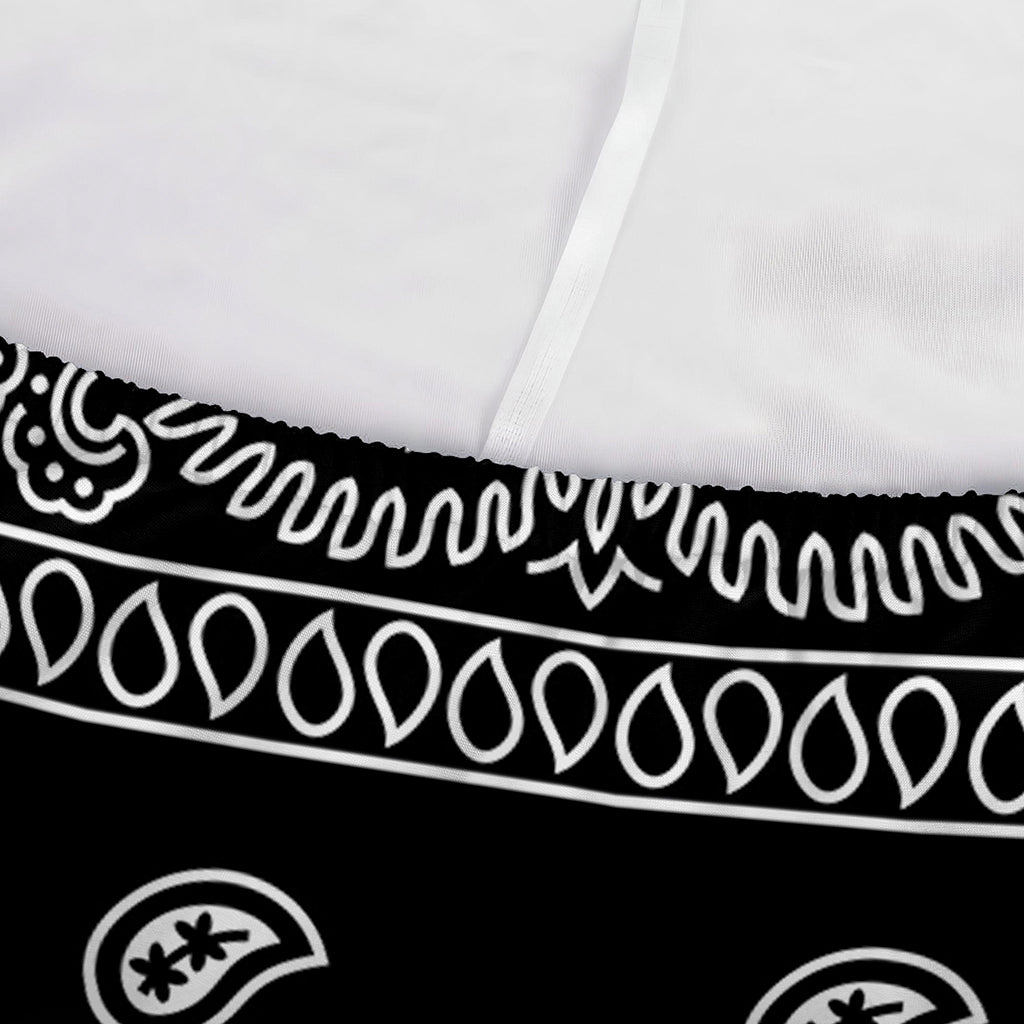 Black And White Paisley Bandana Print Sofa Cover