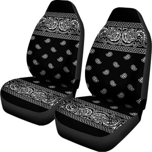 Black And White Paisley Bandana Print Universal Fit Car Seat Covers