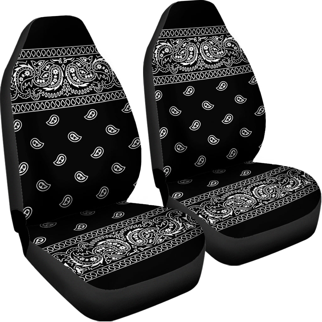 Black And White Paisley Bandana Print Universal Fit Car Seat Covers