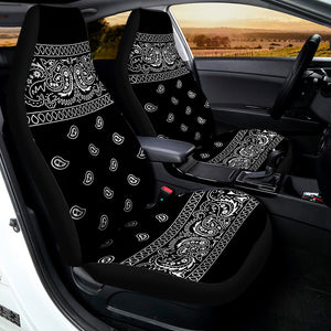 Black And White Paisley Bandana Print Universal Fit Car Seat Covers