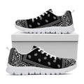 Black And White Paisley Bandana Print White Running Shoes