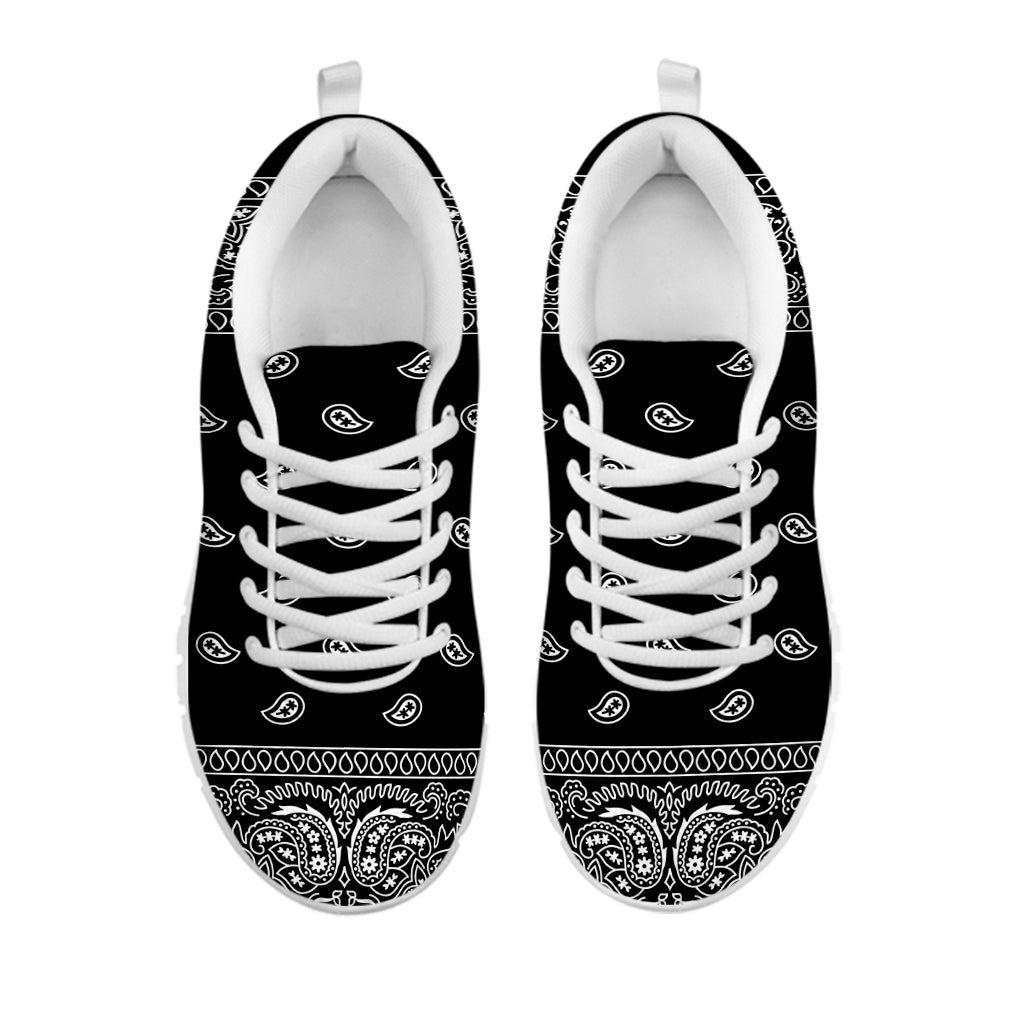 Black And White Paisley Bandana Print White Sneakers