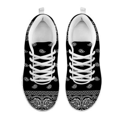 Black And White Paisley Bandana Print White Sneakers