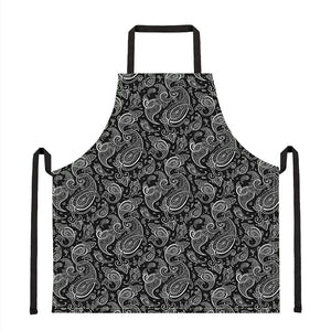 Black And White Paisley Pattern Print Apron