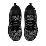 Black And White Paisley Pattern Print Black Sneakers