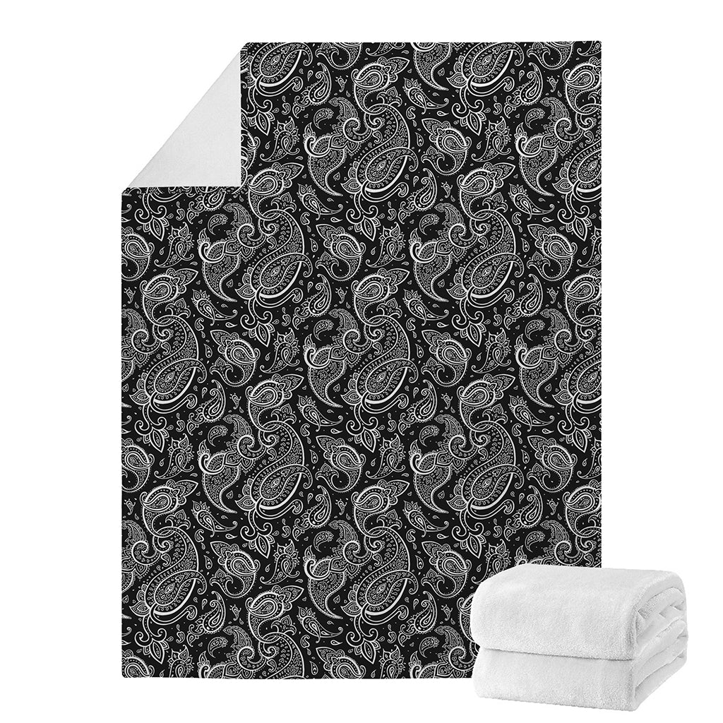 Black And White Paisley Pattern Print Blanket