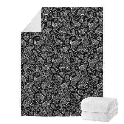 Black And White Paisley Pattern Print Blanket