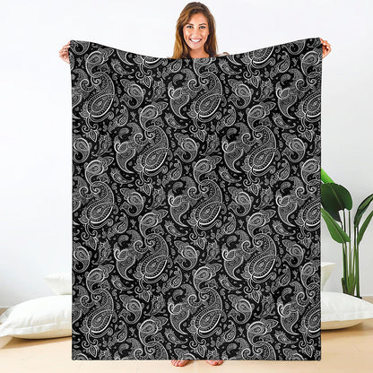 Black And White Paisley Pattern Print Blanket