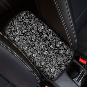 Black And White Paisley Pattern Print Car Center Console Cover