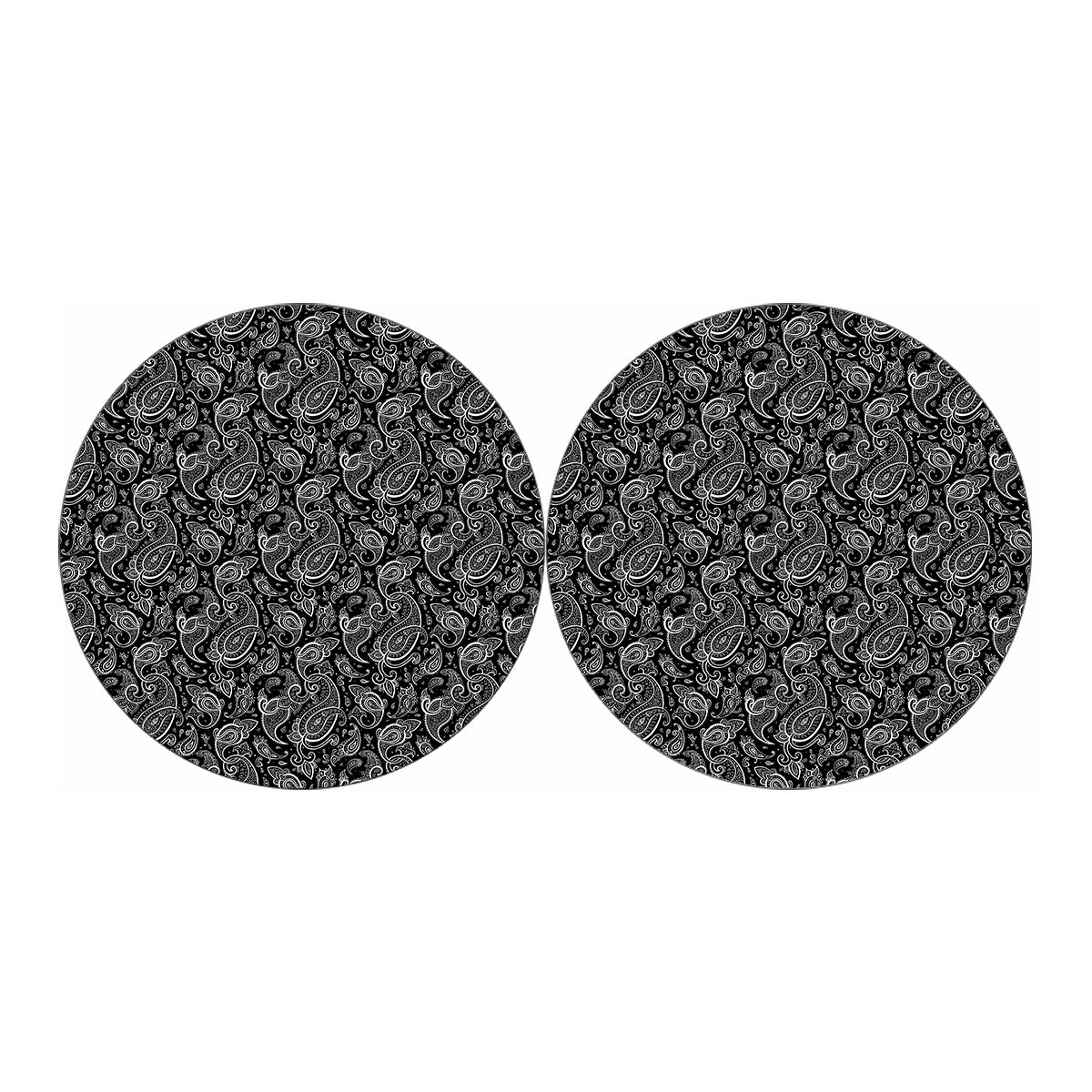 Black And White Paisley Pattern Print Car Coasters