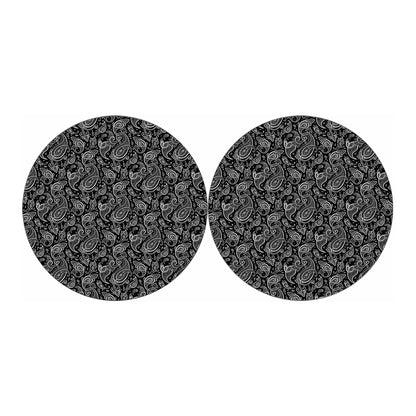 Black And White Paisley Pattern Print Car Coasters