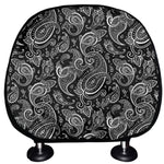 Black And White Paisley Pattern Print Car Headrest Covers