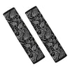 Black And White Paisley Pattern Print Car Seat Belt Covers