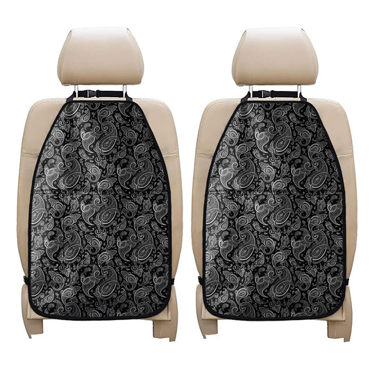 Black And White Paisley Pattern Print Car Seat Organizers