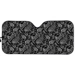 Black And White Paisley Pattern Print Car Sun Shade