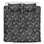Black And White Paisley Pattern Print Duvet Cover Bedding Set