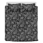 Black And White Paisley Pattern Print Duvet Cover Bedding Set