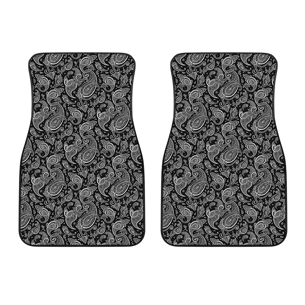 Black And White Paisley Pattern Print Front Car Floor Mats