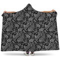 Black And White Paisley Pattern Print Hooded Blanket