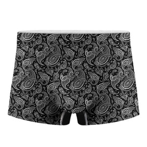 Black And White Paisley Pattern Print Men's Boxer Briefs