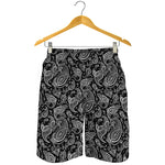 Black And White Paisley Pattern Print Men's Shorts