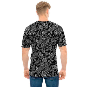 Black And White Paisley Pattern Print Men's T-Shirt