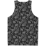 Black And White Paisley Pattern Print Men's Tank Top