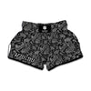 Black And White Paisley Pattern Print Muay Thai Boxing Shorts