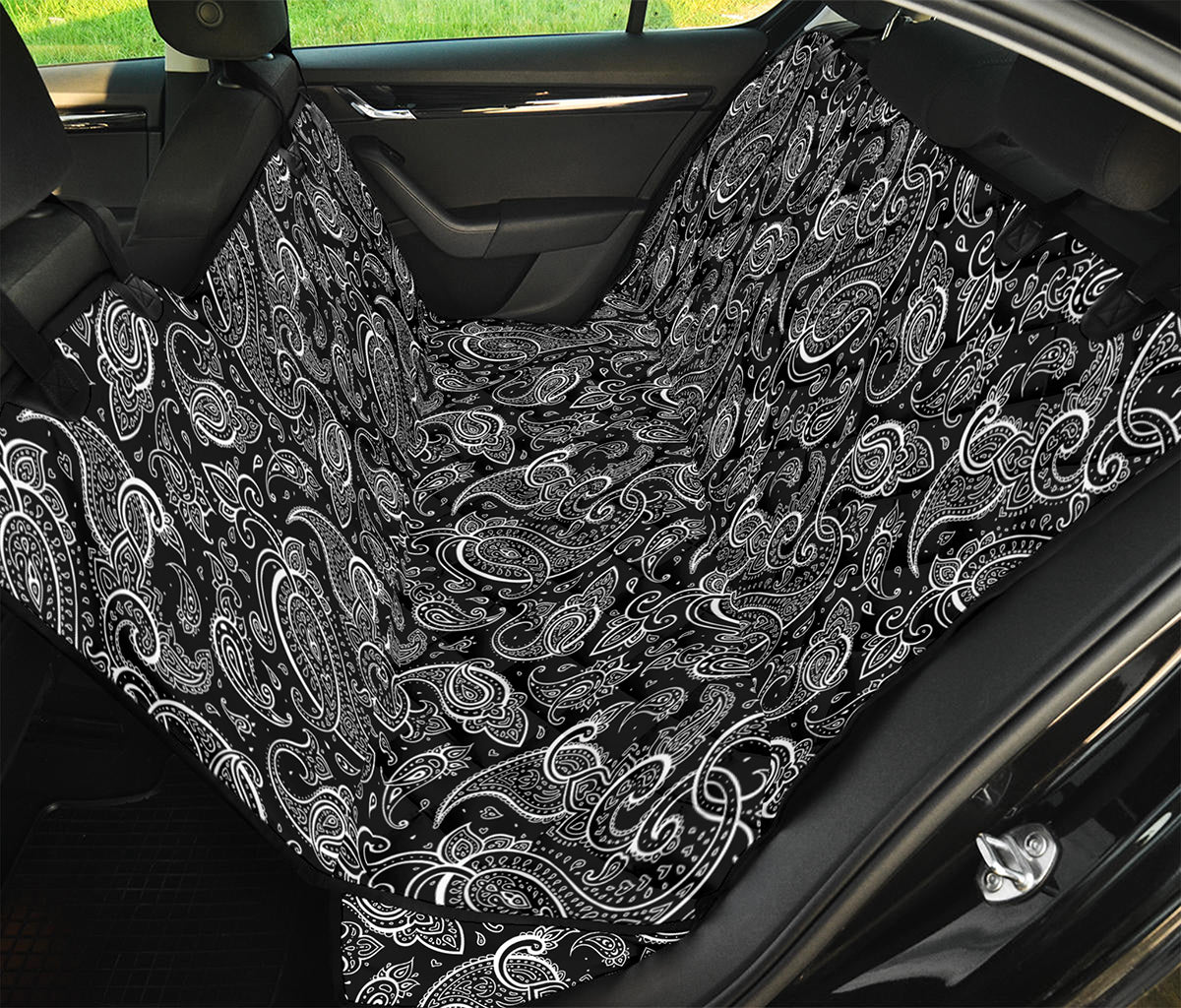 Black And White Paisley Pattern Print Pet Car Back Seat Cover