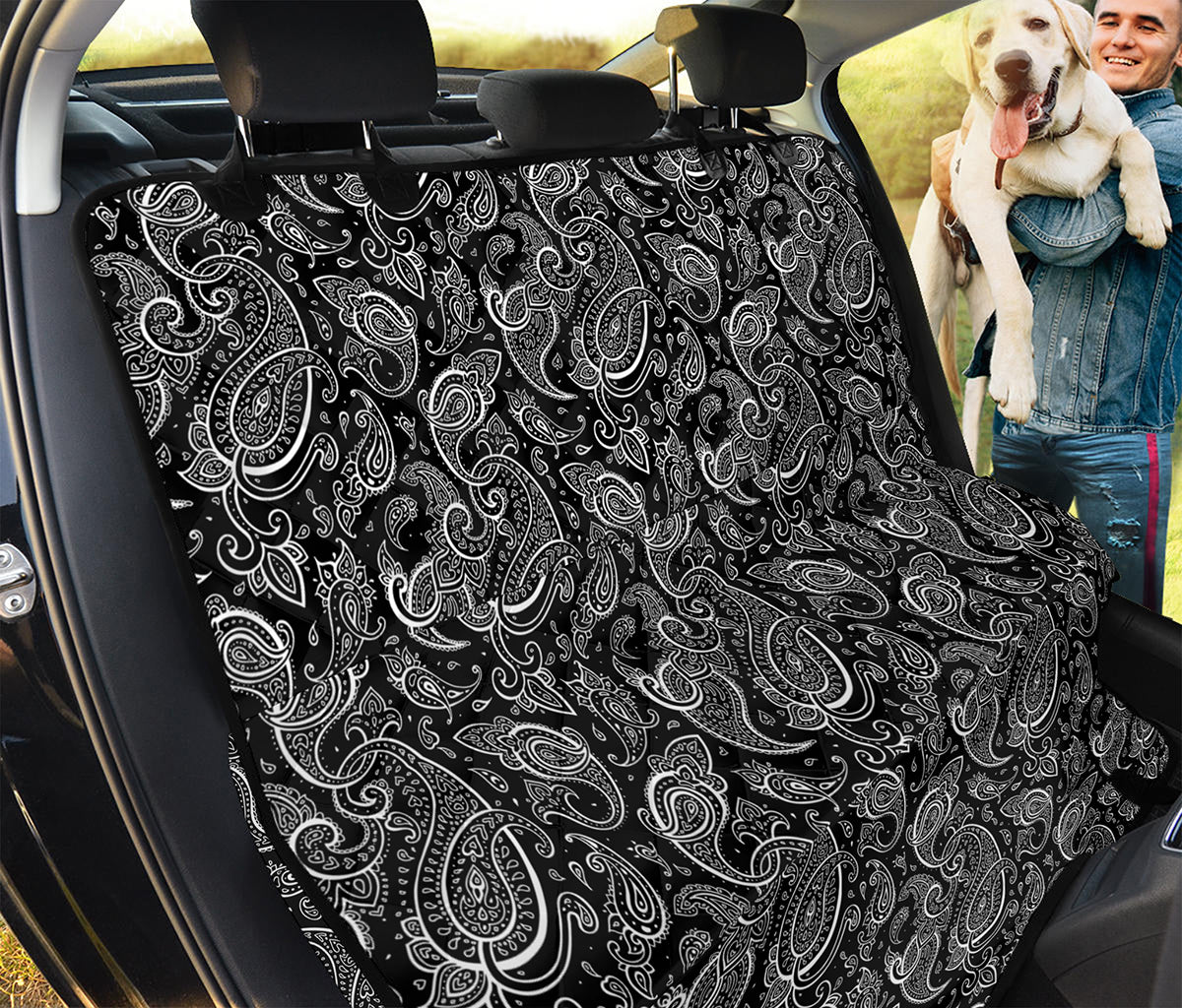 Black And White Paisley Pattern Print Pet Car Back Seat Cover