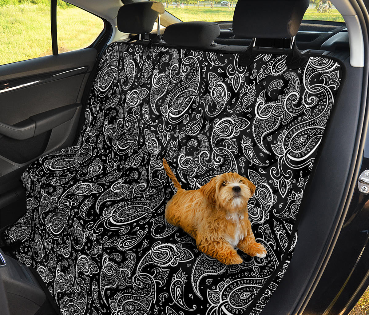 Black And White Paisley Pattern Print Pet Car Back Seat Cover