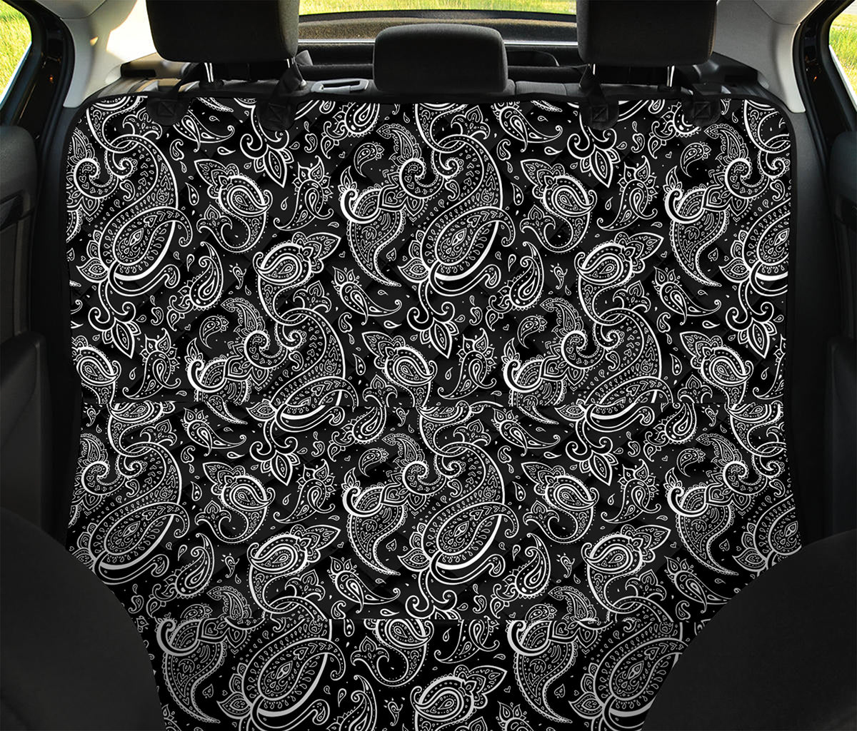 Black And White Paisley Pattern Print Pet Car Back Seat Cover