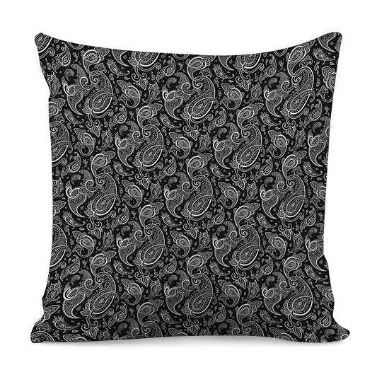 Black And White Paisley Pattern Print Pillow Cover