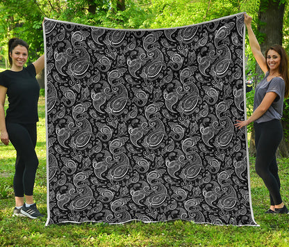 Black And White Paisley Pattern Print Quilt