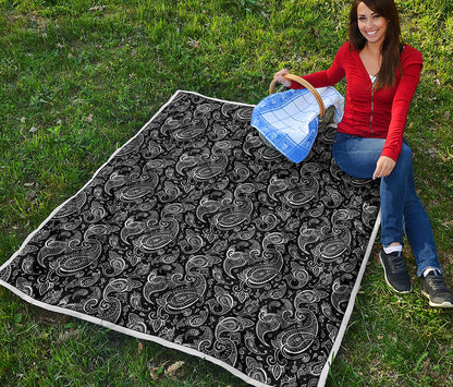 Black And White Paisley Pattern Print Quilt