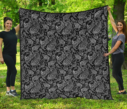 Black And White Paisley Pattern Print Quilt