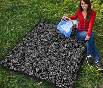 Black And White Paisley Pattern Print Quilt