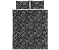 Black And White Paisley Pattern Print Quilt Bed Set