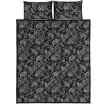 Black And White Paisley Pattern Print Quilt Bed Set